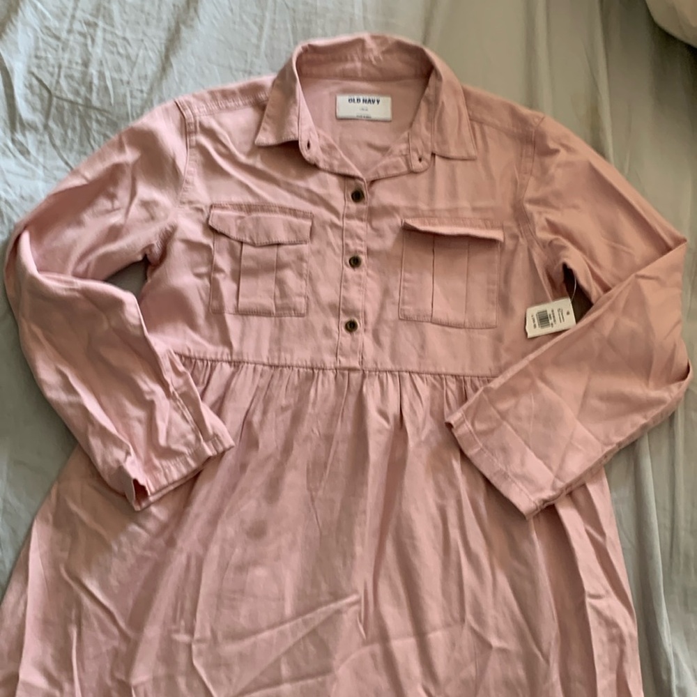 Girls old navy dress new with tag soft pink color size 10-12 large